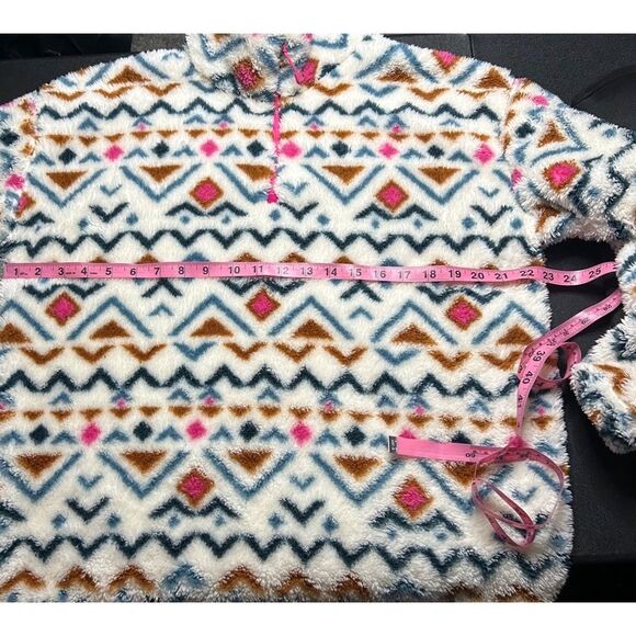 Eddie Bauer Aztec Print 1/4 Zip Sherpa Pullover Size L - Picture 9 of 10